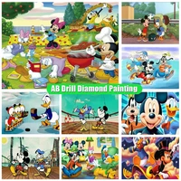 disney 5d ab diamond painting mickey mouse and donald duck rhinestone cross stitch kit handmade embroidery crafts for kids ll114
