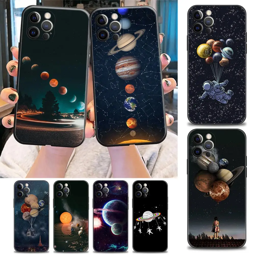 

Space Planets Earth Mars Galaxy Phone Case for iPhone 7 8 Plus SE 3 2020 2022 11 12 13 Pro Xs Max Mini XR X Soft Silicone Cover