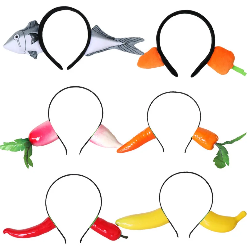 

NEW Funny Carrot Headband Salted Fish Hair Bands for Women Female Cute Spoof Headwear Wash Face Hairband Hair Accessories Gifts