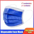 Маска для лица одноразовая трехслойная с фильтром и петлей для ушей, дышащая марлевая маска ярко-синего цвета, 1050100500 шт.