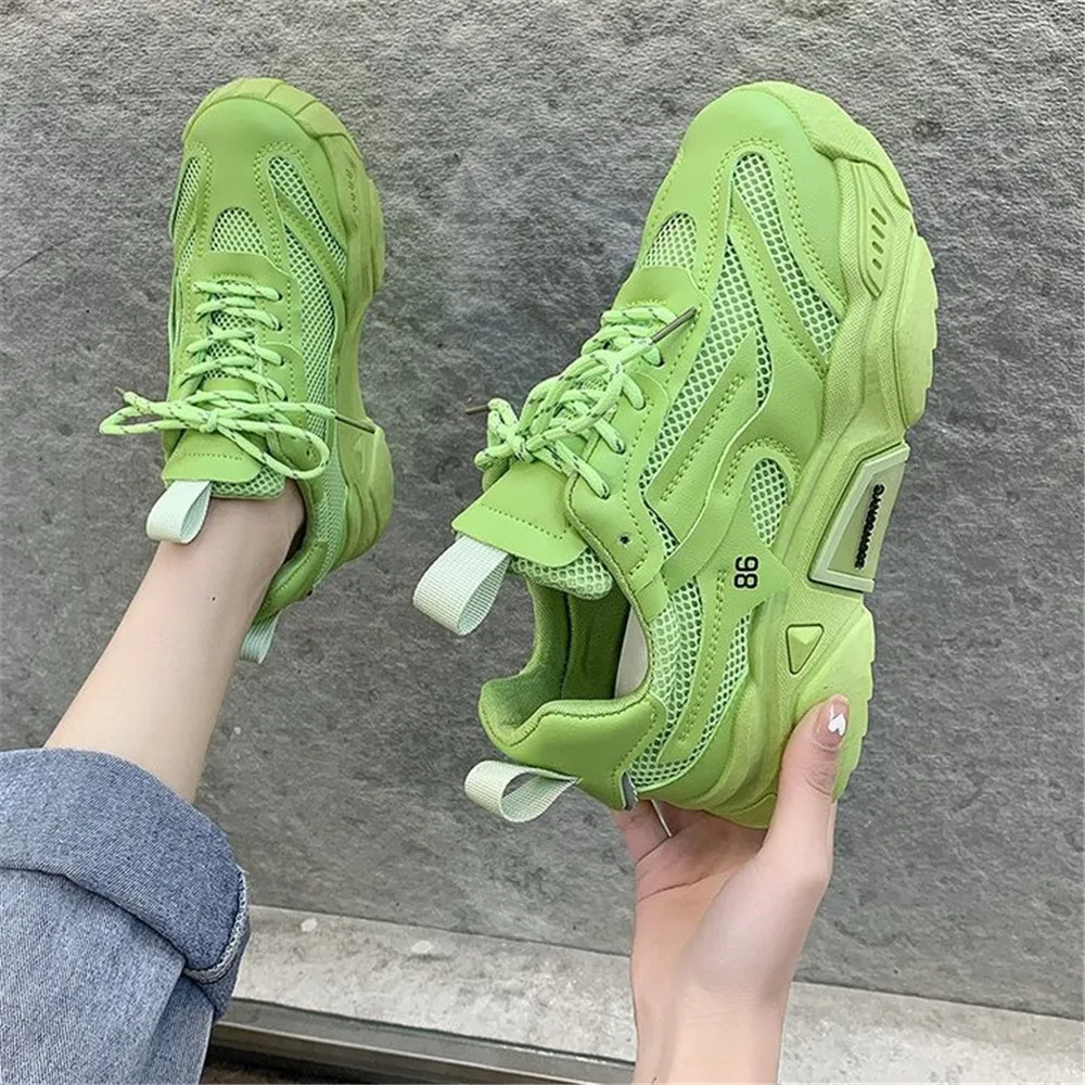 

Candy Color Mesh Dad Sneakers Women 2024 Spring Autumn New Korean Ladies Thick Bottom Leisure Sports Shoes White Black Yellow