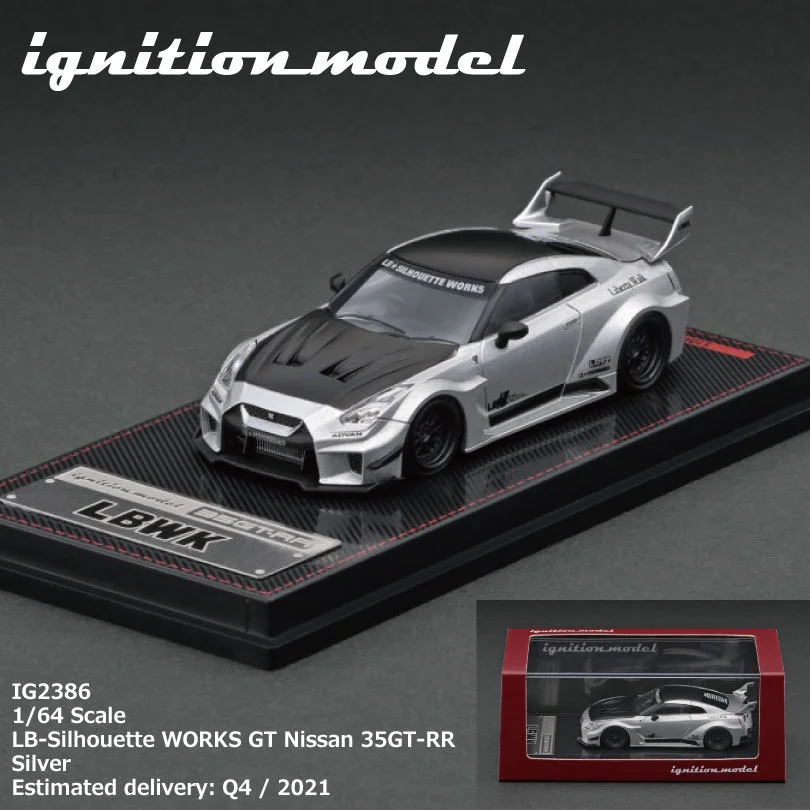 

Allumage IG 1:64 GTR R35 RR Résine модели Carros LB, силуэт, работа Nissan, серебро, диотома, миниатюрный автомобиль, коллекция