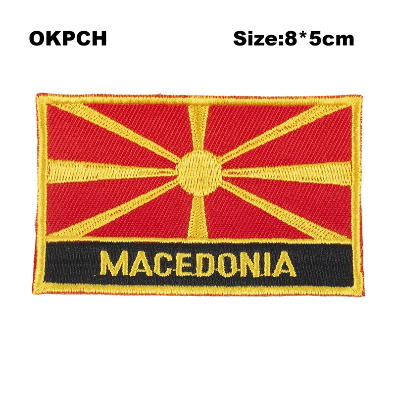

Macedonia Flag Embroidery Patches Iron on Saw on Transfer patches Sewing Applications for Clothes in Home&Garden