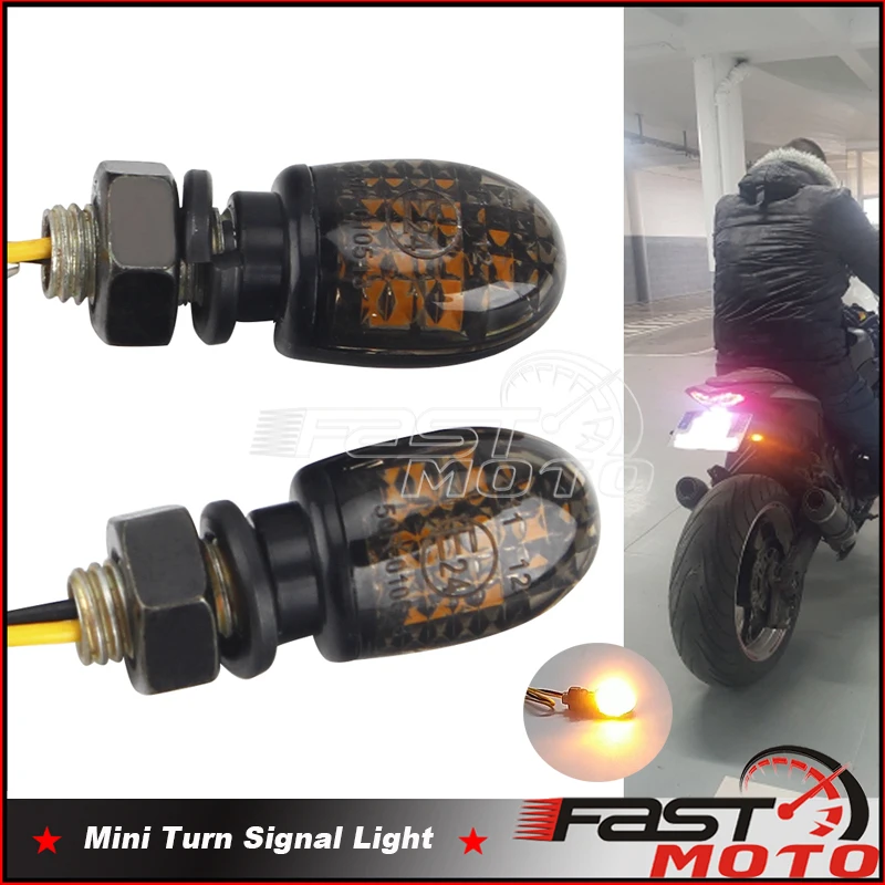 

Motorcycle 12V Signals Indicator Blinker Amber Lamp Lights LED Turn Signal Light Flasher E24 Mark Smoke Lens Mini Flashing Lamps