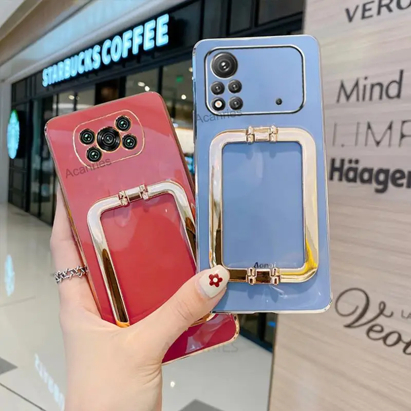 

Роскошный Металлический Чехол-держатель с металлическим покрытием для Xiaomi Mi Poco X3 Nfc X4 M4 Pro 5G 4G, квадратная задняя крышка для Poko X3pro X4pro M X 4 3