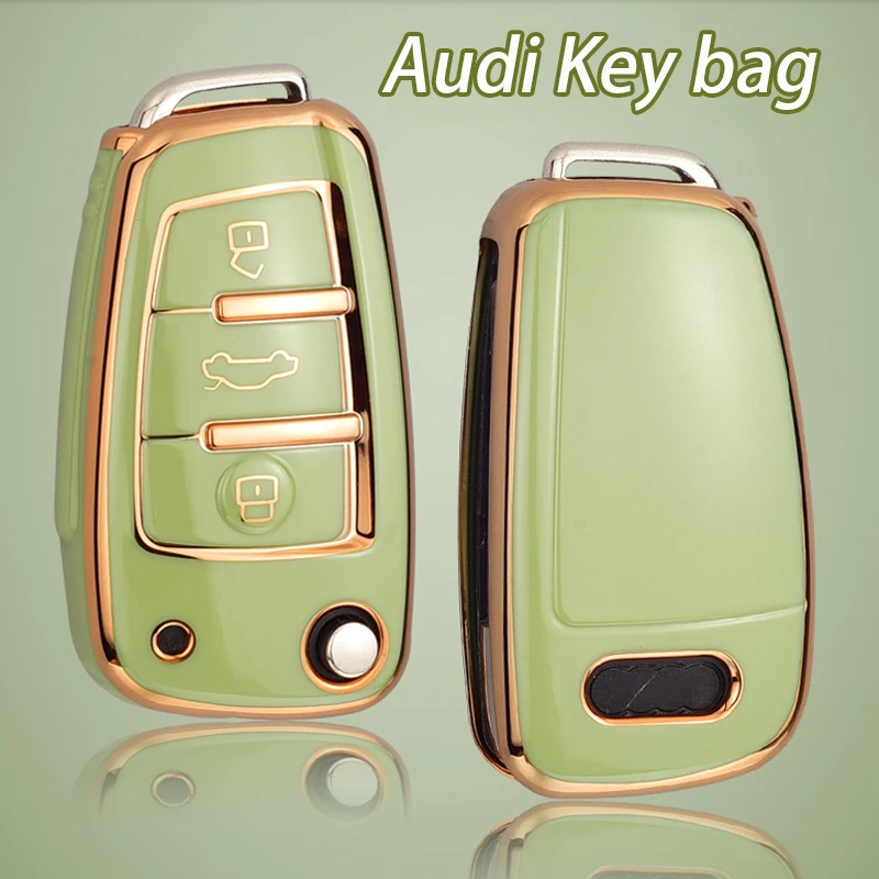 

Plating TPU Car Key Case Shell Cover Fob For Audi A1 A3 A4 A5 A6 A7 B6 B7 B8 Q2 Q3 Q5 Q7 C5 C6 8P 8V 8L R8 S4 S5 S6 Accessories