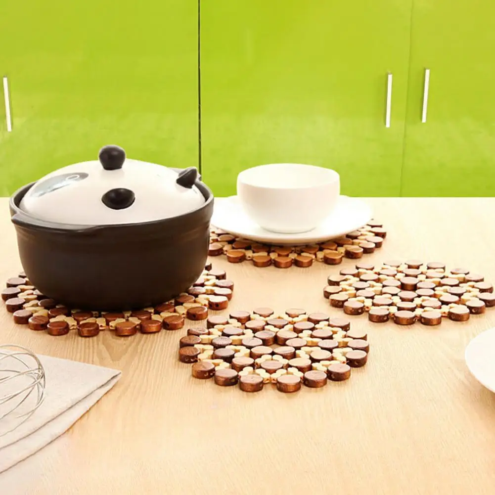 

Easy to Pot Holders Bamboo Placemat Set Heat Resistant Kitchen Pads for Home Restaurant Sturdy Long-lasting Mat for Hot Dishes