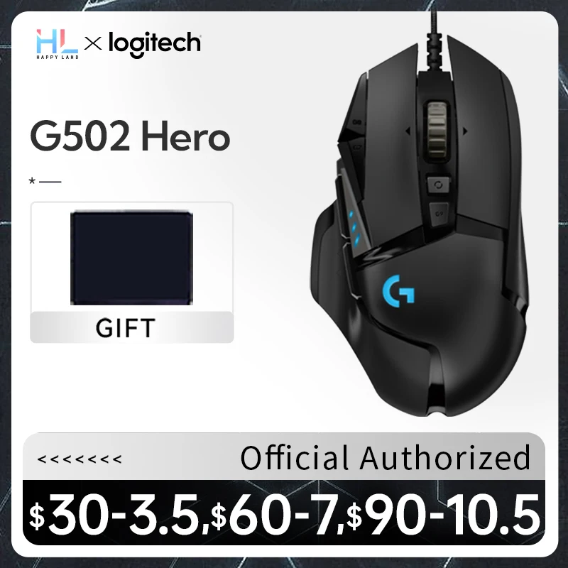 Оригинальная Проводная игровая мышь Logitech G502 Hero, ПК, геймерская RGB Usb для ноутбука, компьютерная эргономичная геймерская Механическая Боковая кнопка Оригинальная Проводная игровая мышь Logitech G502 Hero, ПК, геймерская RGB Usb для ноутбука, компьютерная эргономичная геймерская Механическая Боковая кнопка