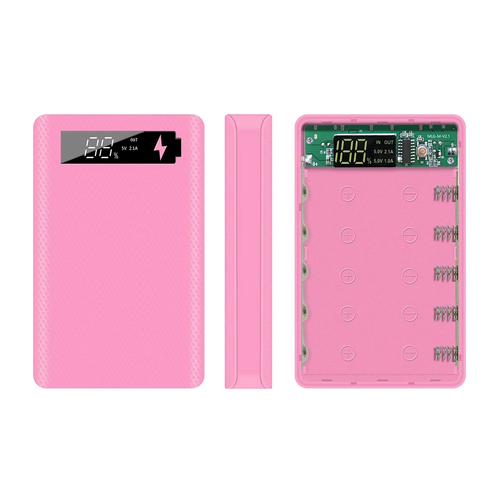 

Fast Charging 18650 Power Bank Box Dual USB Micro USB Type C DIY Cases Battery Charge Storage Box LED Digital Display Light