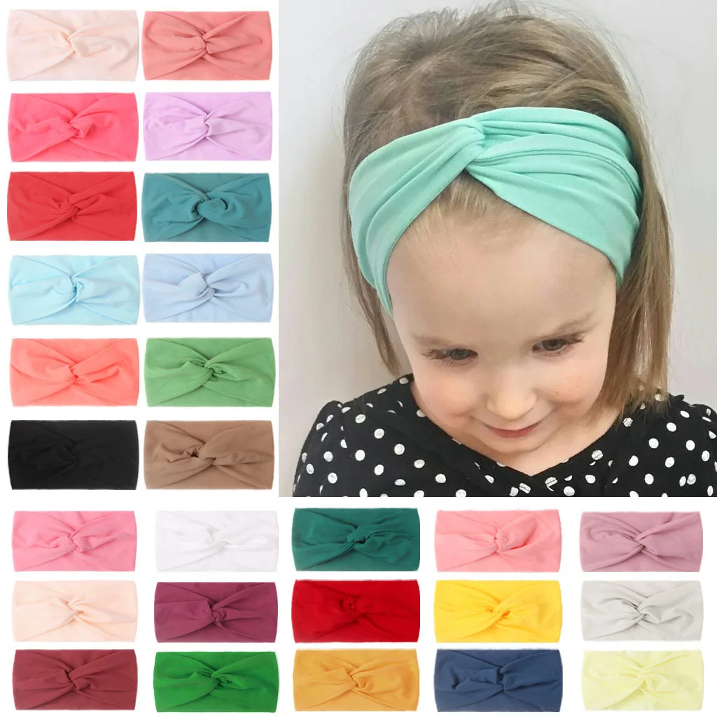 1 PCS Spring Summer Solid Color Baby Headband Girls Twisted Knotted Soft Elastic Baby Girl Headbands Hair Accessories