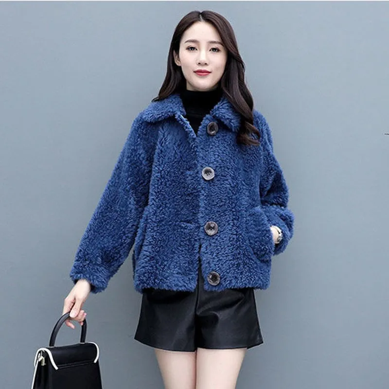 Autumn Winter Thicken Warm Teddy Fur Jacket Coat Women Casual Fashion Lamb Faux Fur Overcoat Fluffy Cozy Loose Outerwear New