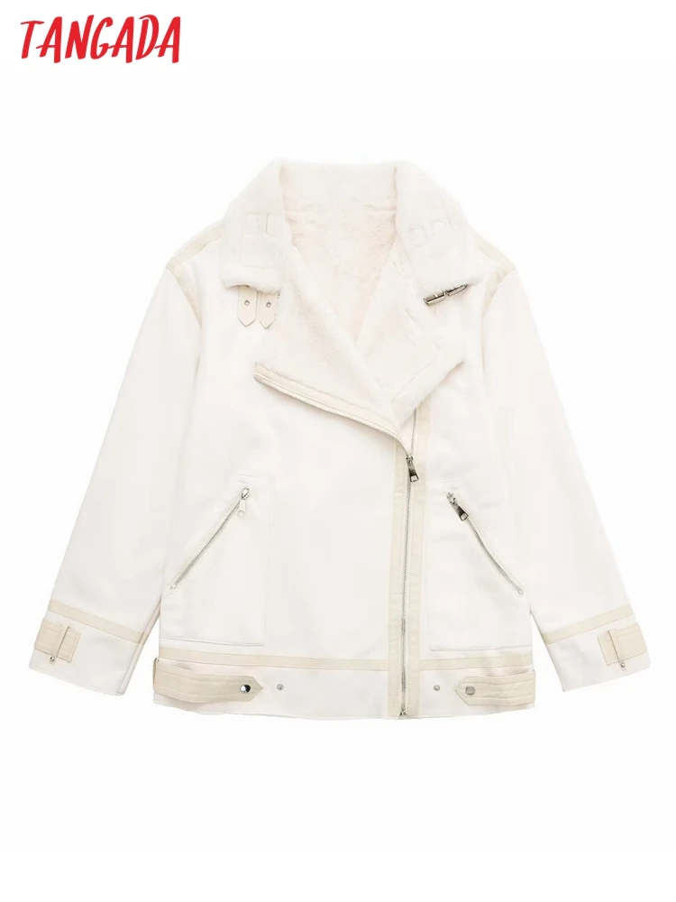 

Tangada Women 2022 Thick Warm Faux Fur Winter Jacket Coat Vintage Long Sleeve Zipper-up Female Outerwear 3H288