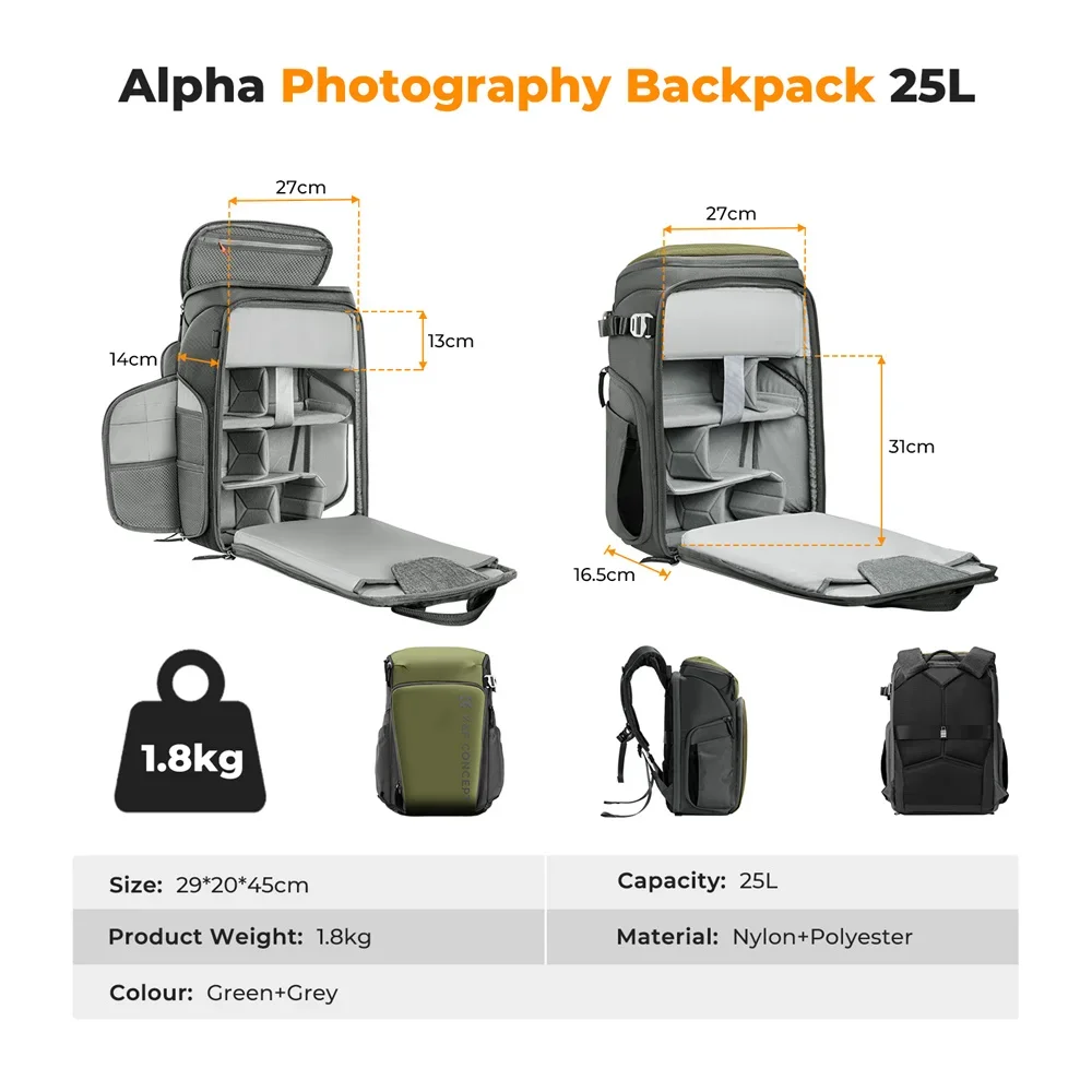 K &amp F Concept профессиональные сумки для фотокамер фотографов 25 л большая емкость