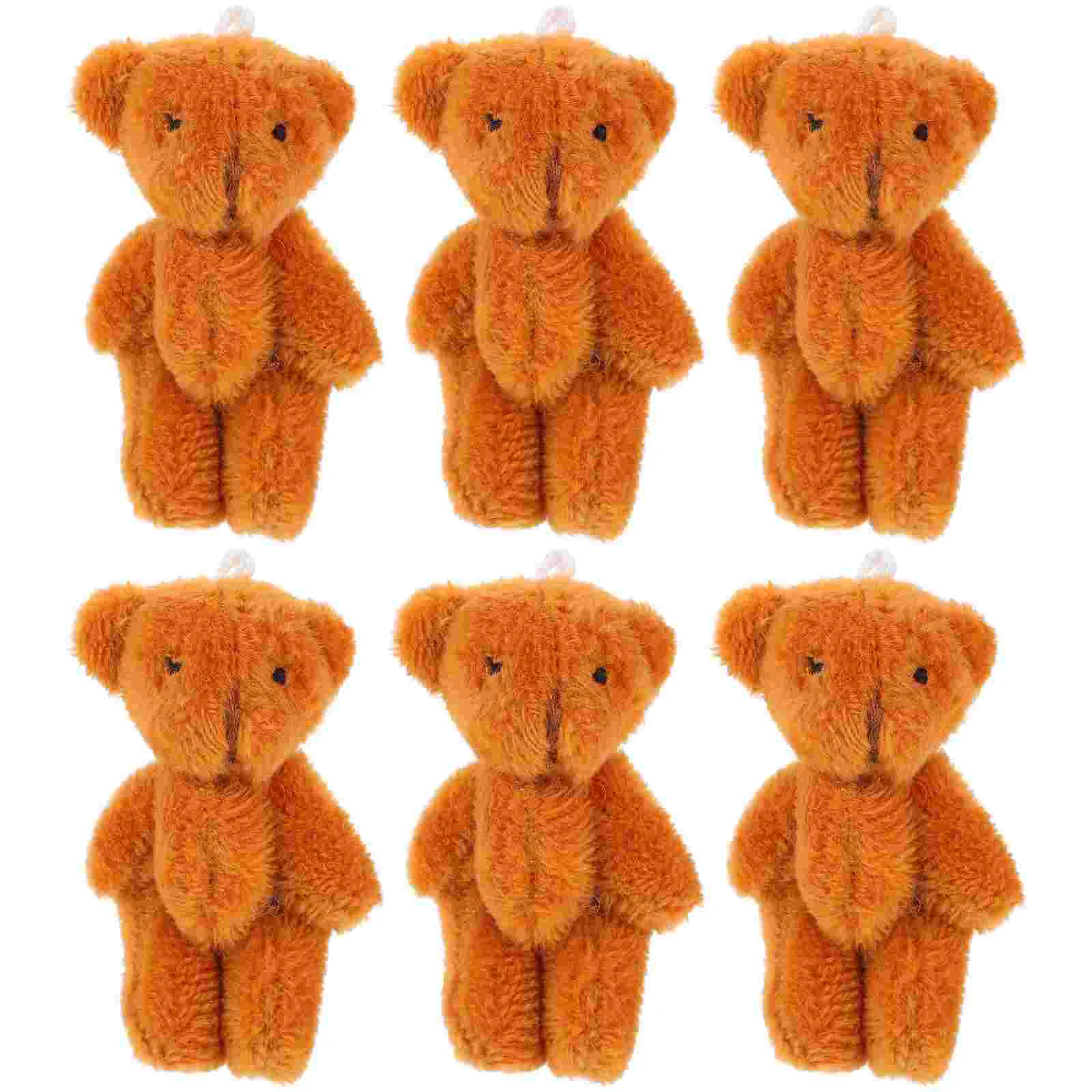 

6 Pcs Plush Bear Pendant Christmas Toy Mini Backpack Pendants Keychain Cute Pp Cotton Bag Hanging Wedding Decore