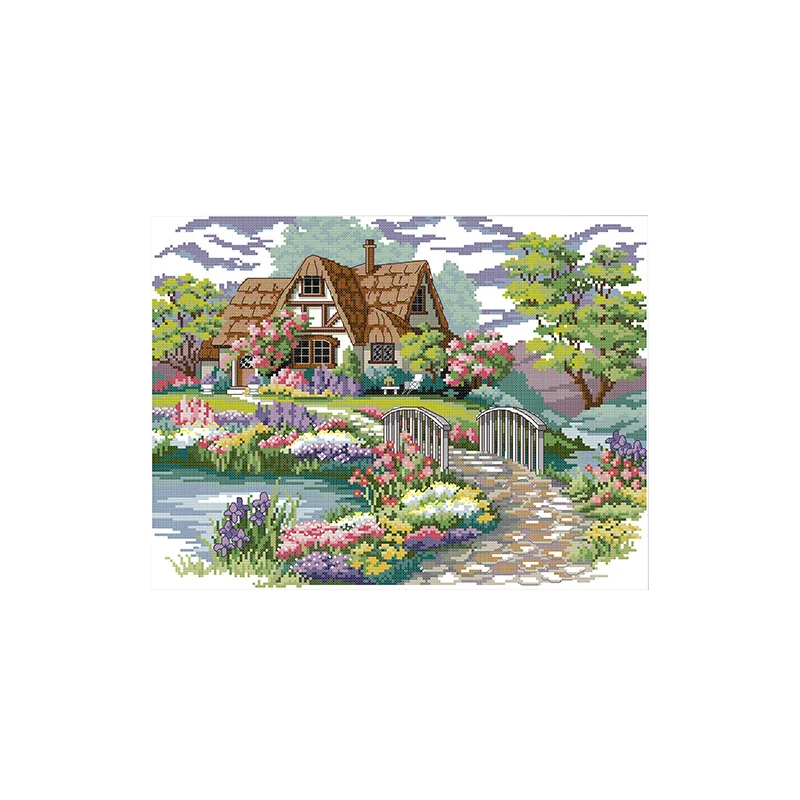 

Наборы для вышивки крестиком с принтом 11CT 21,6x16,9 дюймов, хлопковая вышивка «сделай сам», Стартовые наборы, легкая вышивка с узорами для девочек, ручная работа, штамп