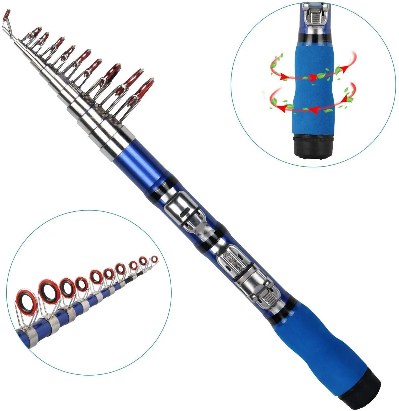 

BNTTEAM Telescopic Fishing Rod Portable Spinning Reel for Travel Surf Saltwater Freshwater Bass Boat for Kids Men Women Beginner