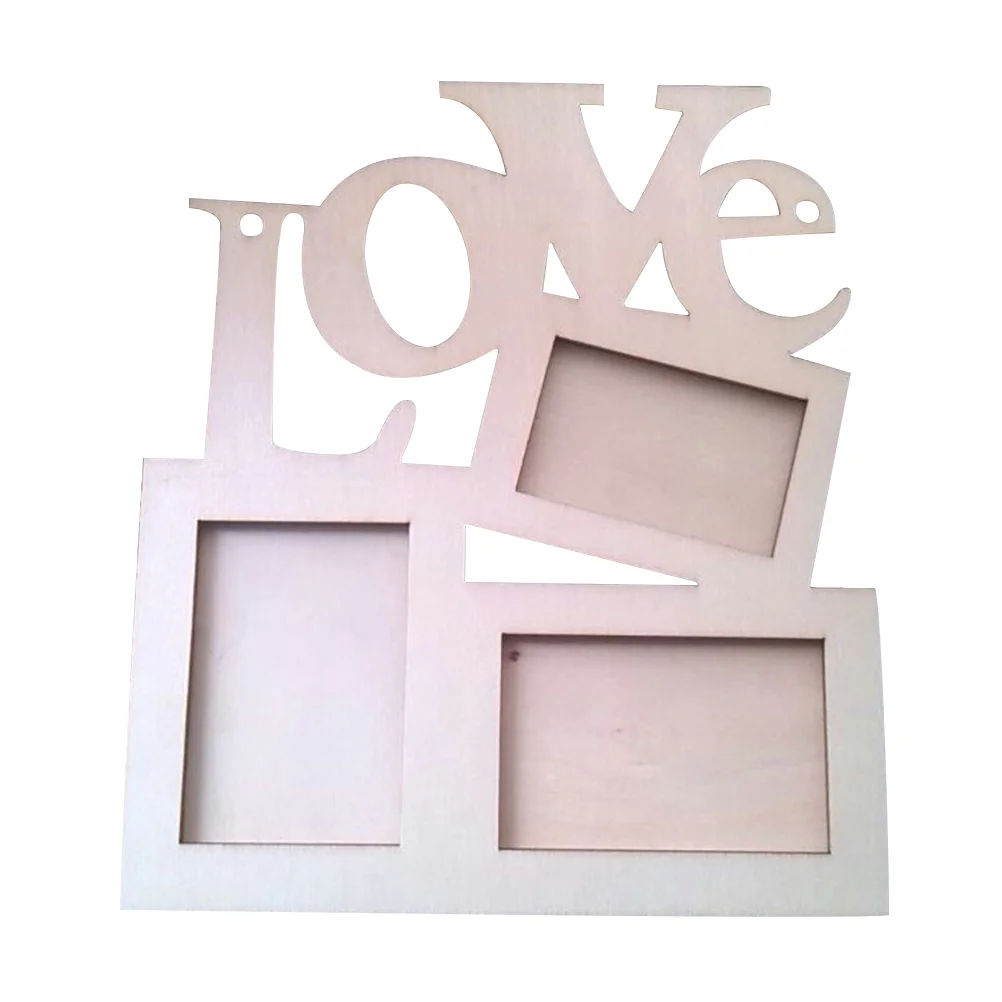 

Hollow Love Wooden Family Photo Picture Frame Wall Table Art Home Decor