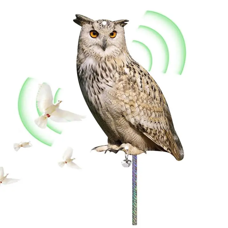 

Owl Scare Bird card Garden Devices Frightening Sound Fake Owl Scarecrow Statue Realistic Scarer Owl Bird Repellent Outdoor