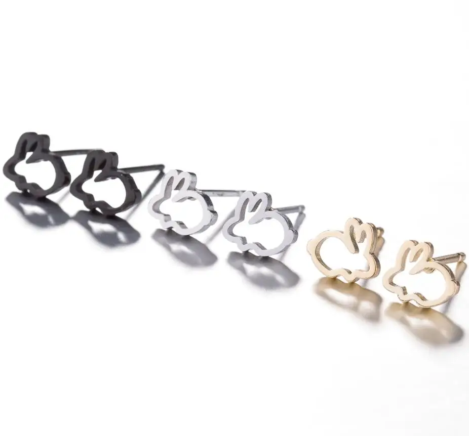 Shuangshuo милые серьги-кролики из нержавеющей стали для женщин и девушек ажурные