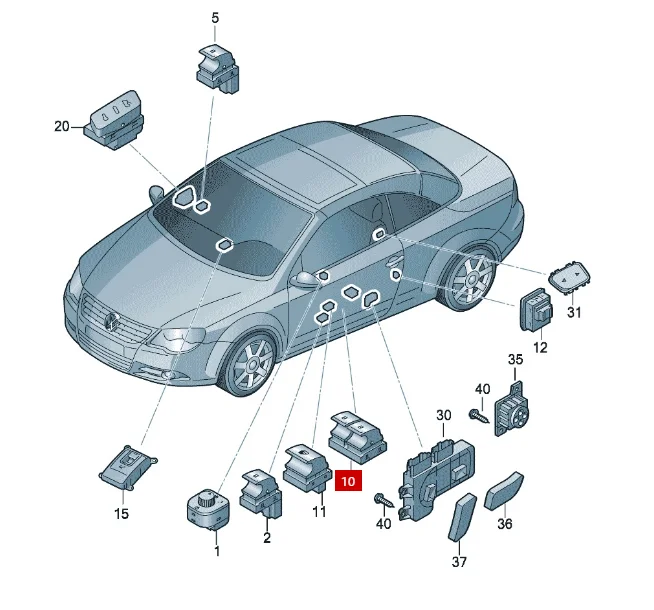 Хромированный переключатель электрического стеклоподъемника для VW Passat B6 B7 Golf 5 6