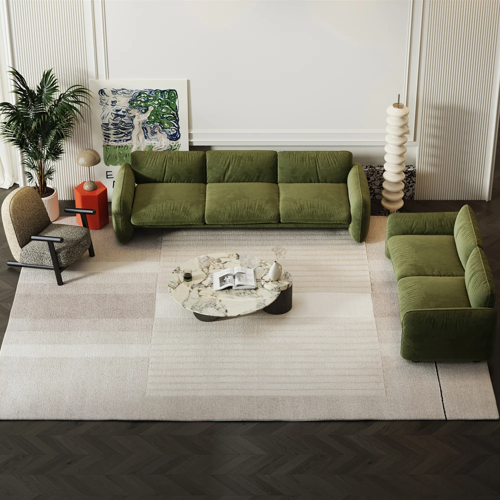 Современные роскошные зеленые белые бархатные кожаные диваны комплекты мебели