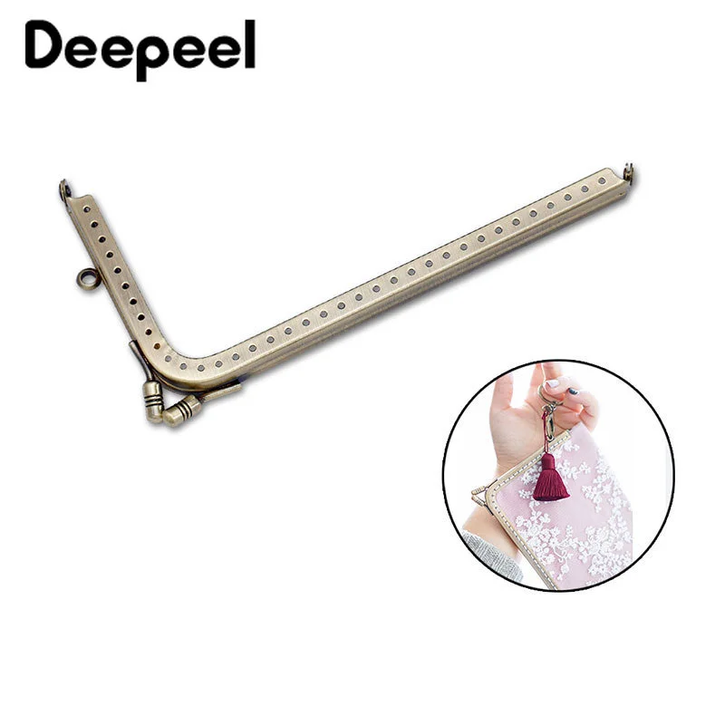 10Pcs Deepeel 12.5-18.5cm L-shaped Bag Handles Sewing Brackets Kiss Clasp Metal Frame Handle DIY Purse Frames Accessories