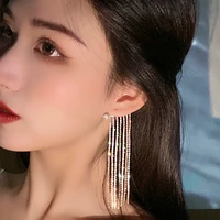 sweet exquisite sparkling zircon tassel ear cuff clip earring no pierced rhinestone clip on earrings for women jewelry