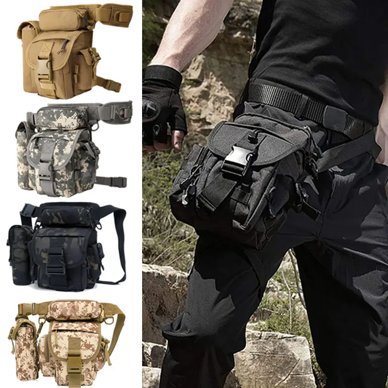 

Outdoor Leg Bag Waist Bag Waterproof Mountaineering High Strength Durable Tactical Military Drop Leg Bag With Water Bottle Case