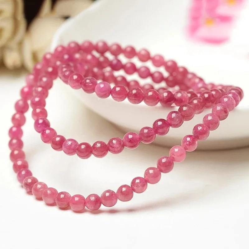 Шероховатый камень красный круг розовый турмалин орнамент-оберточный браслет