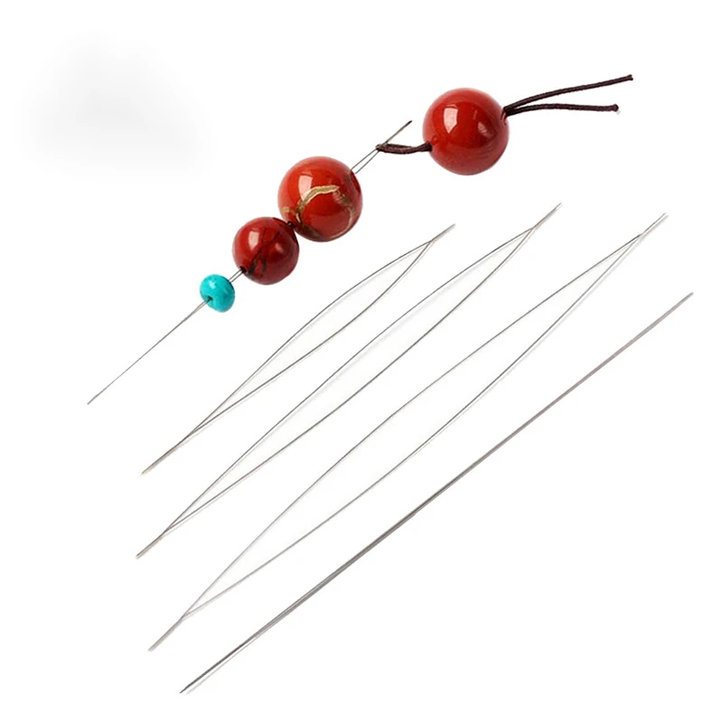 5Pcs Beading Needles Pins Open Curved Stainless Steel Tools for Necklace Bracelet Threading String Cord Easy DIY Jewelry Making - купить по