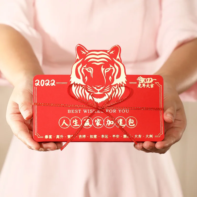 

2022 Red Envelope Foldable Chinese Year of the Tiger Lucky Money Packets Creative Cartoon Red Pockets KI
