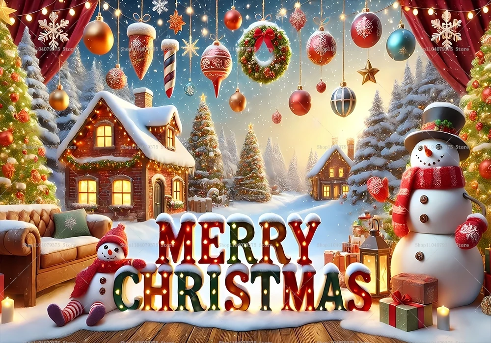 Рождественский Снеговик Фон Для Фотосъемки Украшение На Тему Дерева Баннер