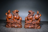 4 chinese folk collection boxwood kirin brave troops pixiu statue a pair bless gather fortune ornament town house exorcism