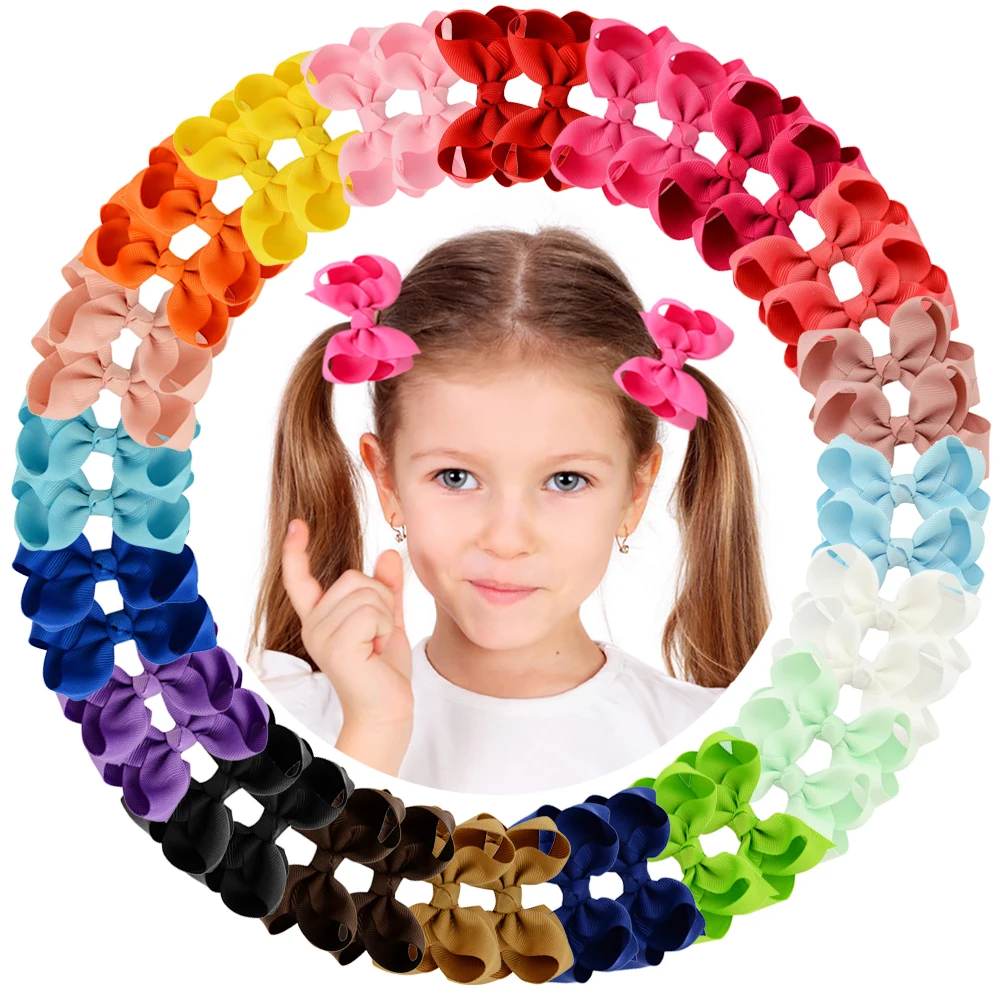 

1Piece 40 Colors Boutique Grosgrain Ribbon Pinwheel 3" Hair Bows Alligator Clips For Babies Toddlers Teens Gifts In Pairs 563