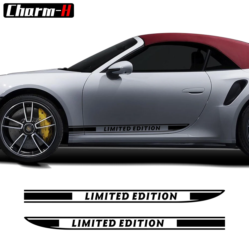 

2 Pcs Limited Edition Graphics Door Side Skirt Racing Stripes Sticker Decal For Porsche 911 997 996 GT3 GT2 RS Accessories