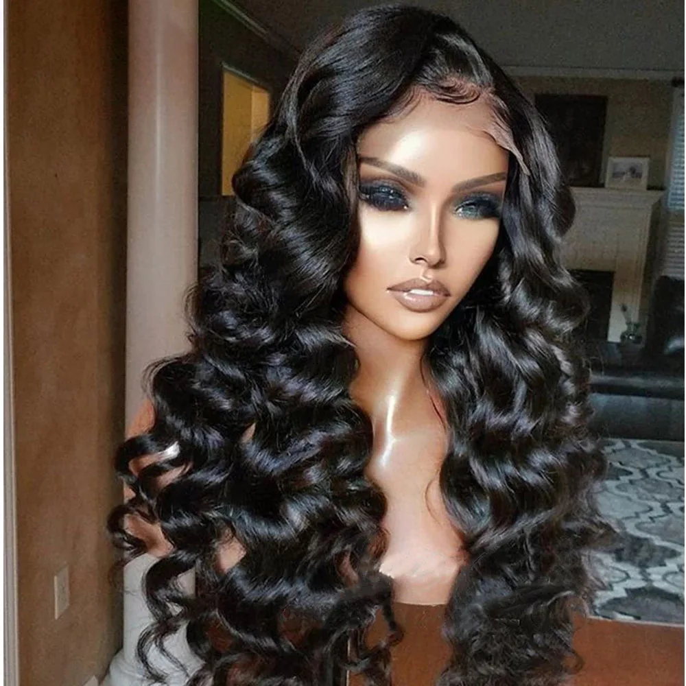 

Средней части, мягкий, 26 дюймов, длинный, глубокая волна, черный кудрявый, кружевной передний парик для женщин, малыш волос, бесклеевой, предв...