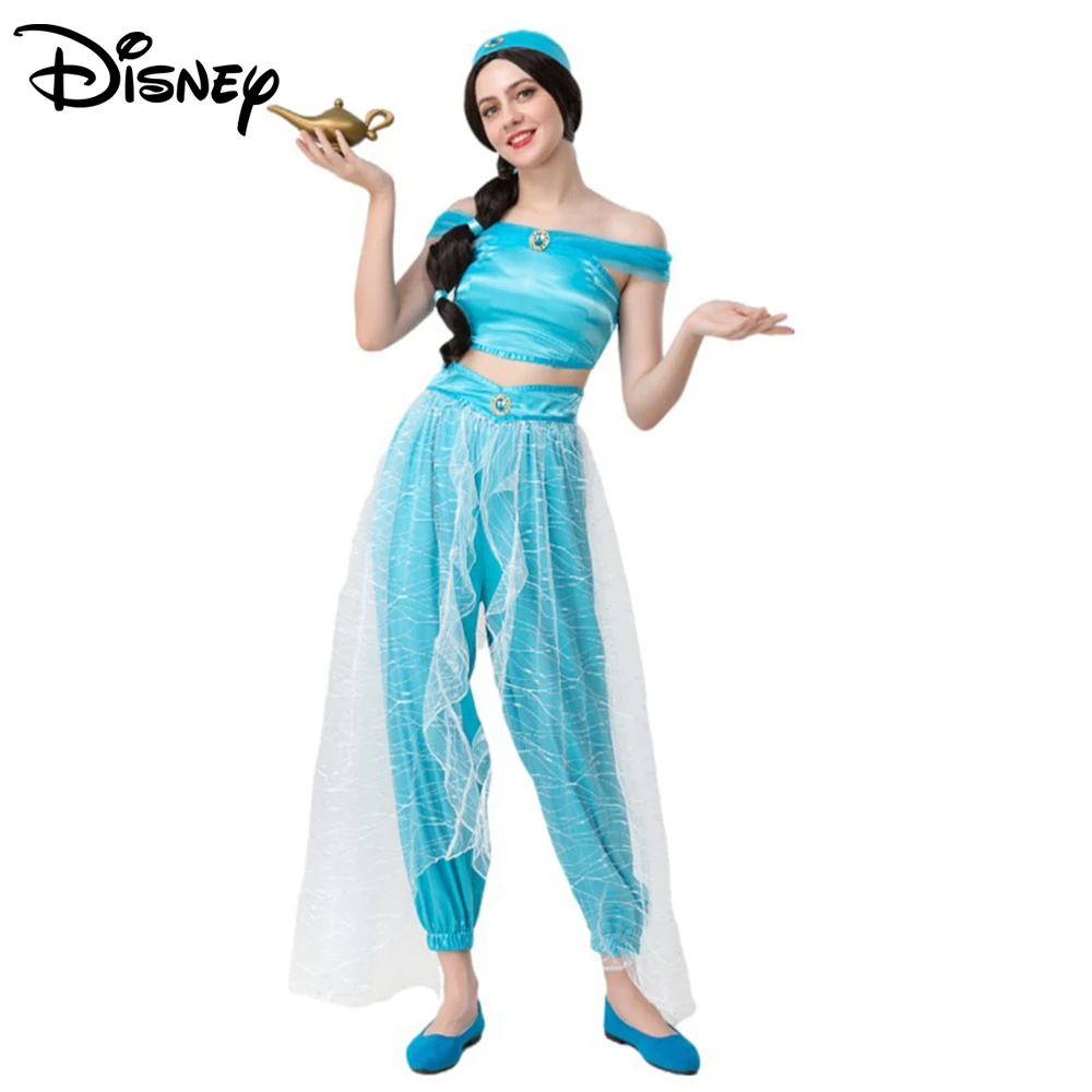 

Disney 3pcs Set Sexy Princess Jasmine Costumes Suit For Adult Women Cosplay Belly Dance Aladdin Clothes Halloween Party