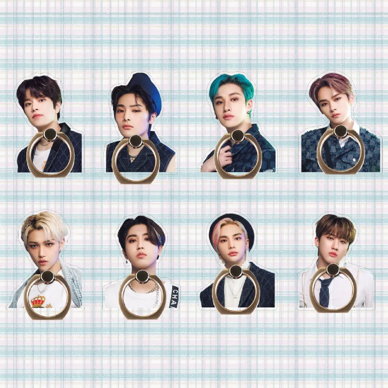 

KPOP Stray Kids Metal Finger Ring Stand Holder DIY Acrylic Phone Bracket Mobile Phone Holder Cartoon Cell Phone Docks Fans Gifts