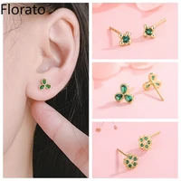 yuxintome 925 silver ear needle stud earrings for women small green zircon earrings cartilage piercing fashion jewelry gifts