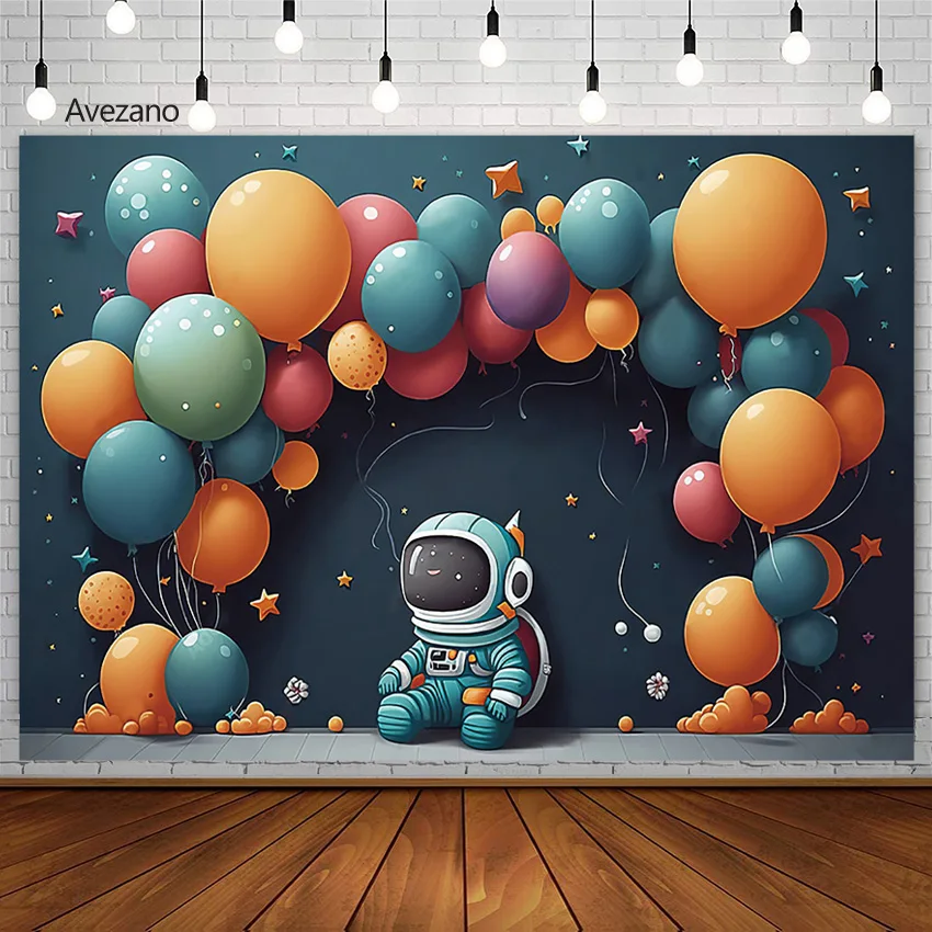 

Avezano Astronaut Theme Backgdrop Arch Balloon Door Boy Birthday Party Starry Sky Cake Smash Photography Background Photo Studio
