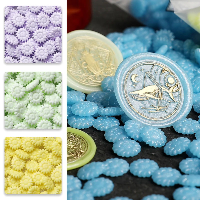 

100pcs/bag Sunflower Seal Wax Vintage Octagon Stamp Seal Fire Paint Wax DIY Wedding Craft Gift