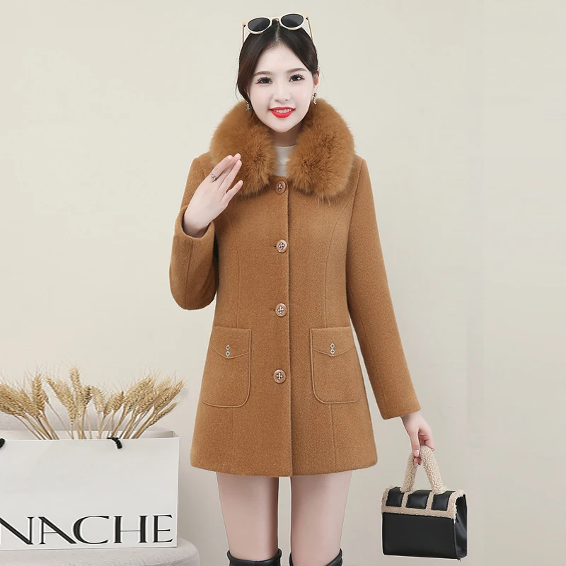 Утолщенное бархатное пальто из золотой норки на флисовой подкладке женское