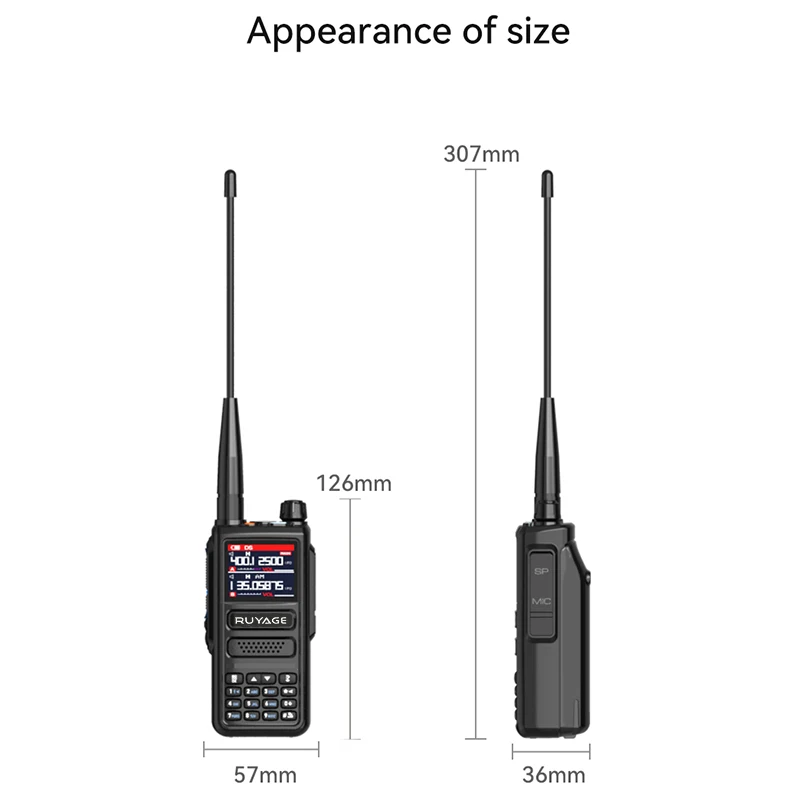Ruyage UV98 Amateur Ham Two Way Radio 256CH 10W Walkie Talkie Air Band Full Band 108-520MHz Police Scanner Marine Talkies