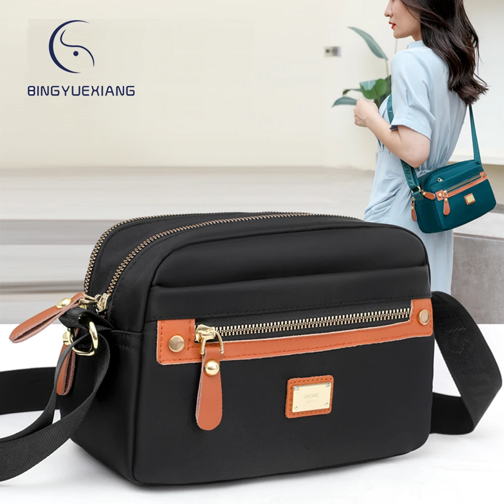 

Panelled Design New Ladies Shoulder Bag 2022 Fashion Small Women Messenger Bags High Quality Nylon Women's Cell Phone Bag Wallet