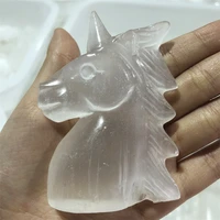 natural unicorn statue selenite stones carved home decoration healing crystal reiki figurine quartz gemstone animals ornament