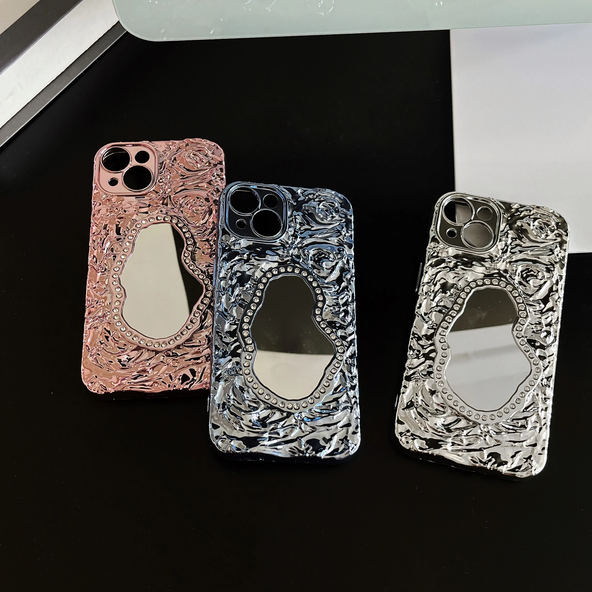 

Glossy Laser Meteorite Texture Plating Case For iPhone 14 13 12 Pro Max 11 For iPhone 14Pro 13Pro Plain Color Anti-knock Cover