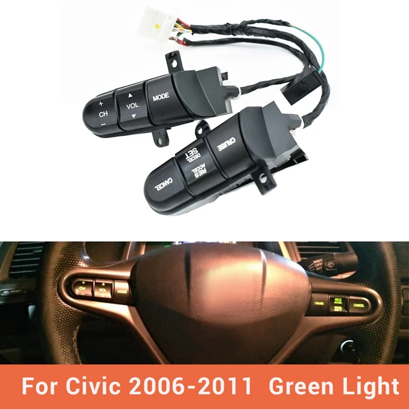 Кнопка управления круиз-контролем на руль для Honda Civic 2006-2008 (цвет ЗЕЛЕНЫЙ) 36770-SNA-A12