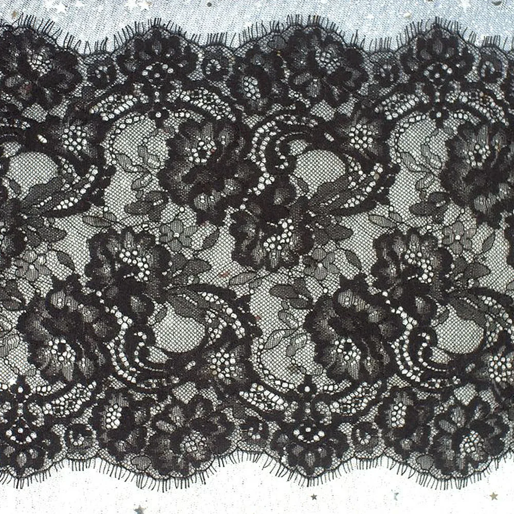 Черная кружевная отделка для ресниц шантильи рукоделие своими руками свадебные