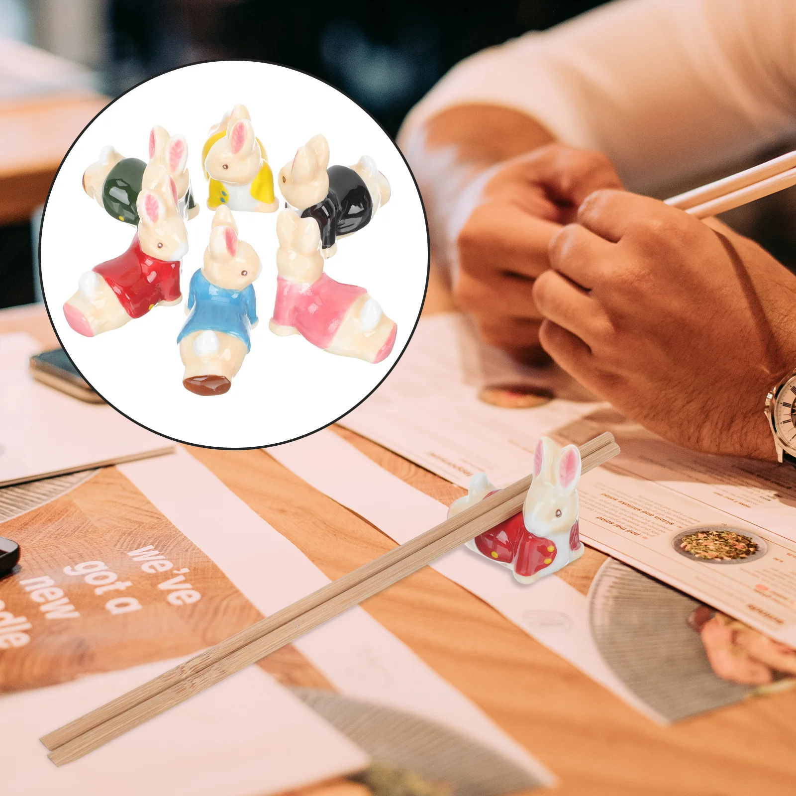 

Rest Chopstick Holder Spoon Year Ladle Ceramic Porcelain Fork Chinese New Stand Bunny Animal Chopsticks Spatula Utensil The