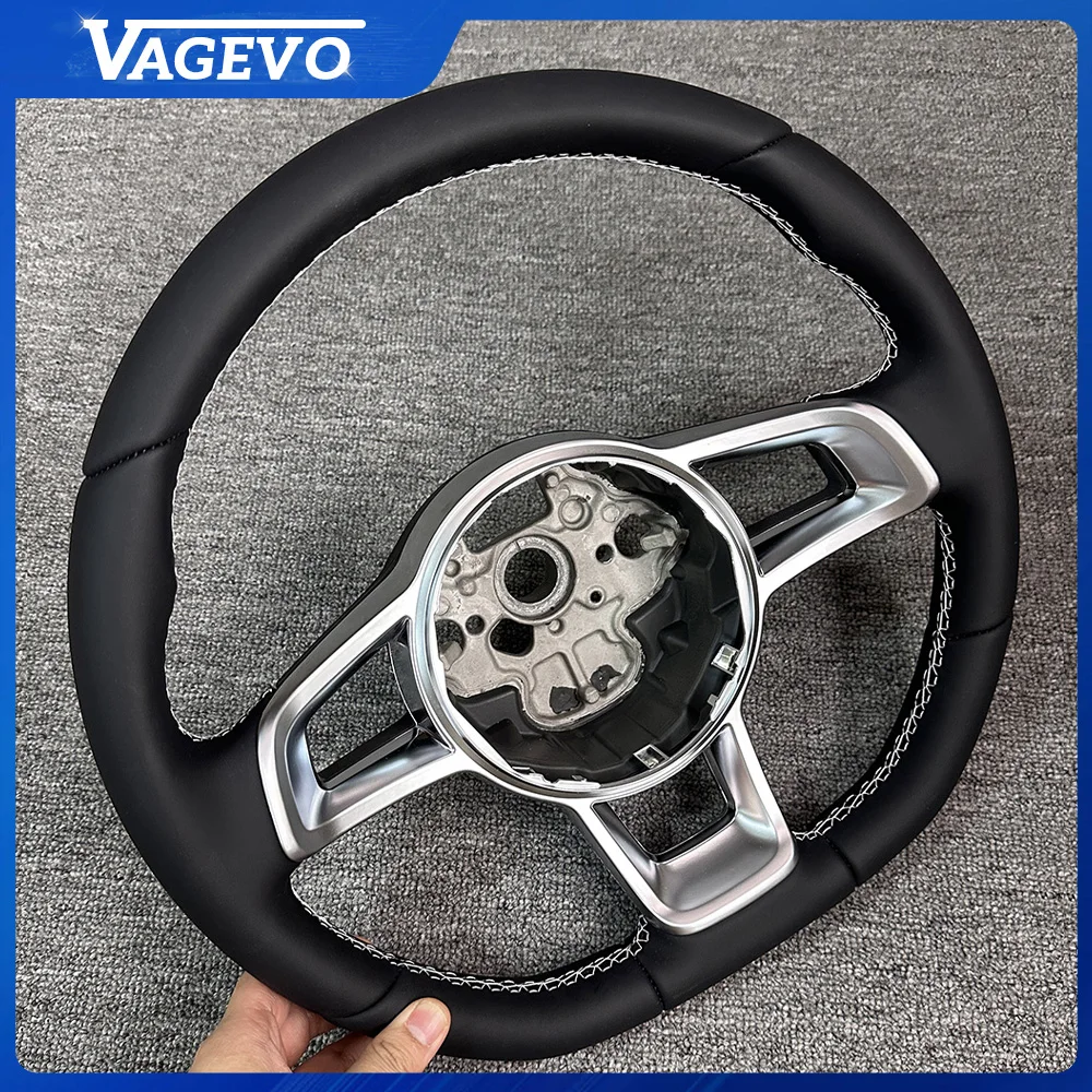 Фото Руль с полой рамкой и белой строчкой из натуральной кожи для VW Golf 7 MK7 GTI, запчасти для тюнинга №2